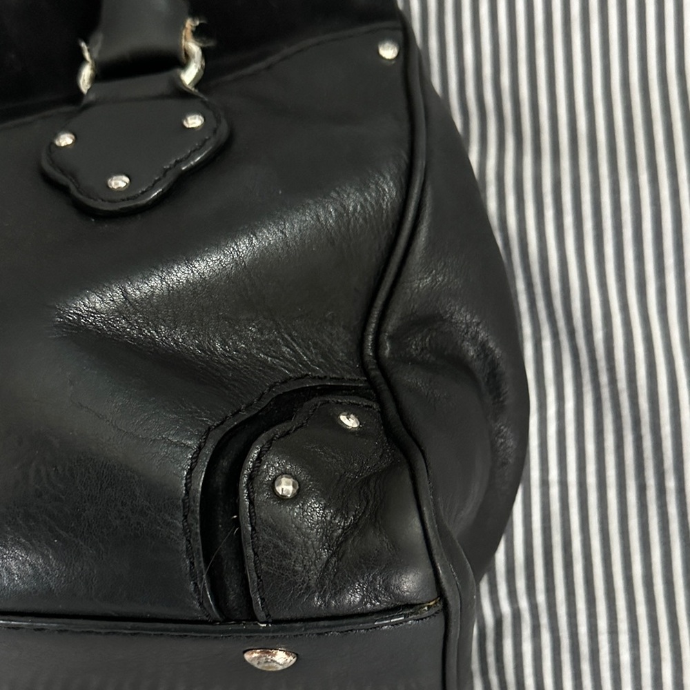Michael Kors Black Leather Satchel with Silver Accents - Picture 14 of 16